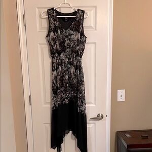 Vera Wang Black and Gray Asymmetrical High-Low Sundress